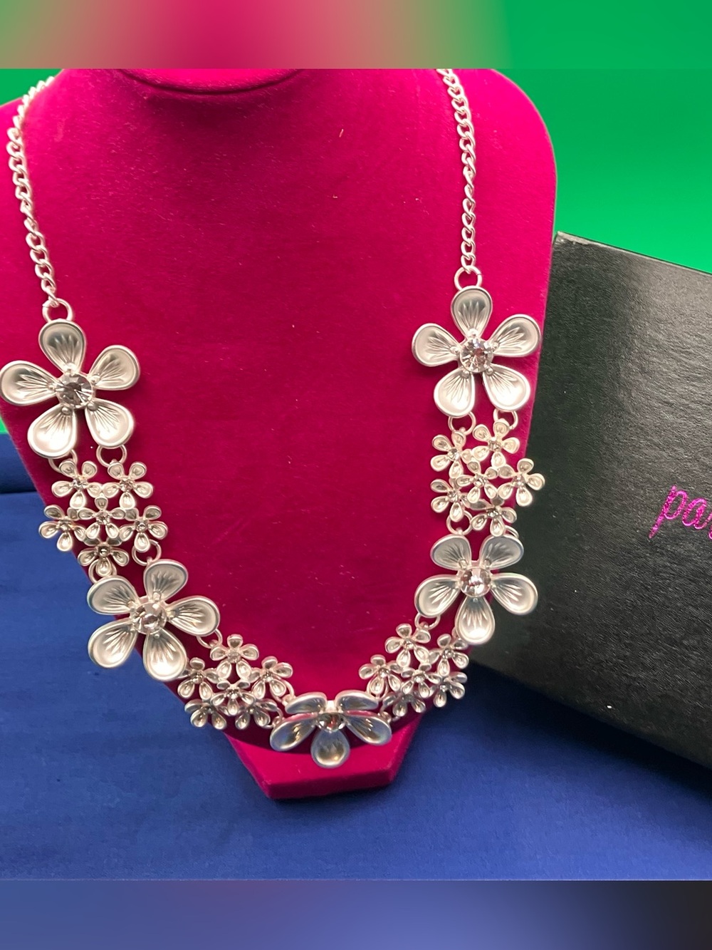 Park Lane Silver Floral Statement Necklace